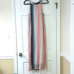 Pretty halter Maxi dress peach grey